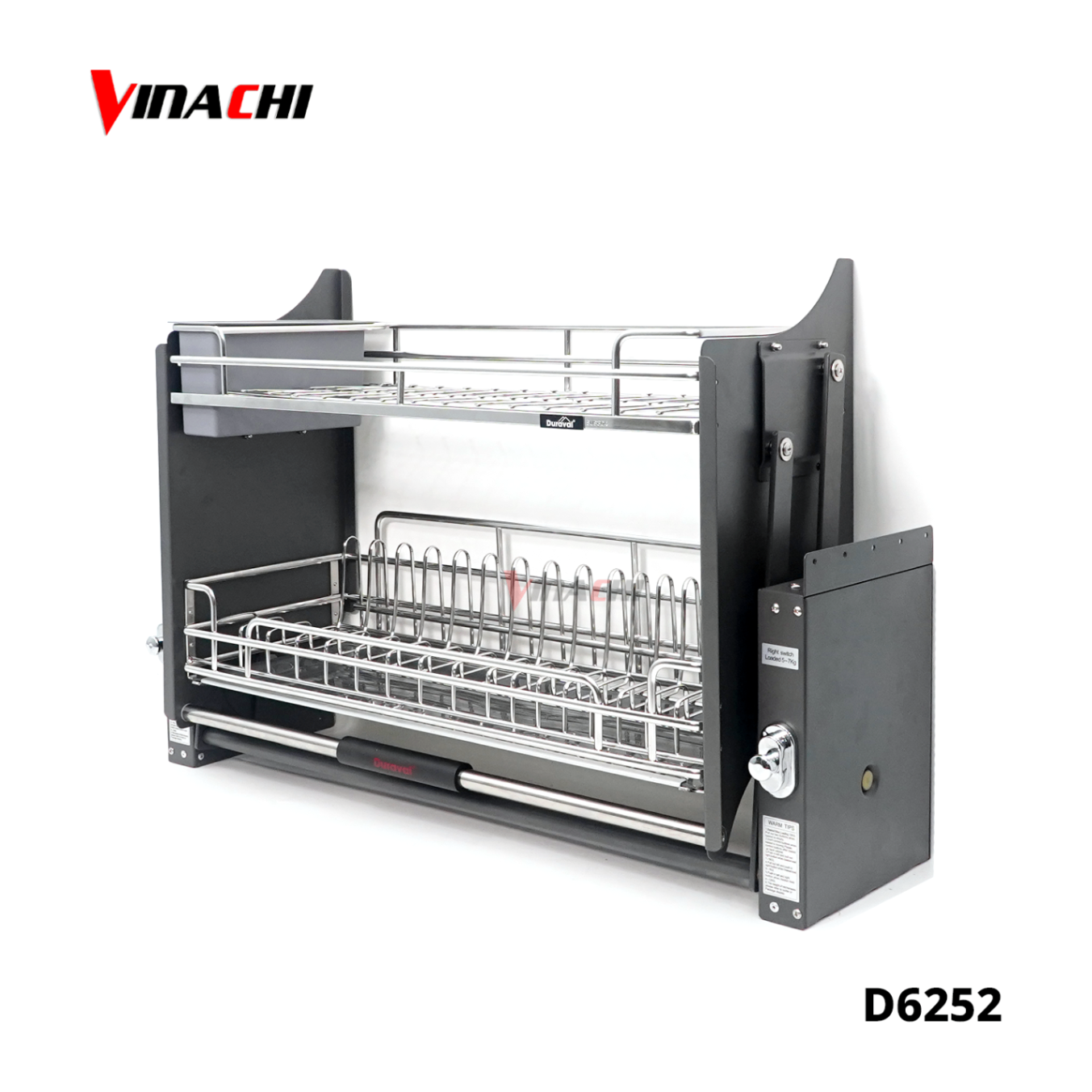 D6252 - Giá bát nâng hạ inox 304 kèm ống đựng đũa Duraval D6252.png