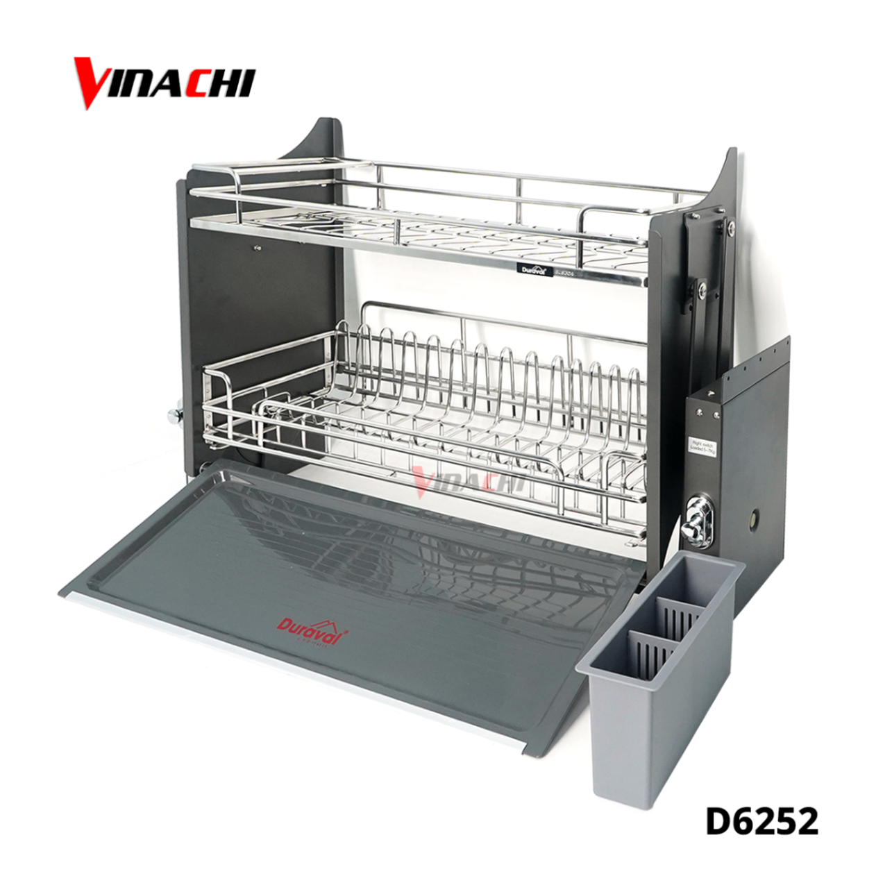 D6252 - Giá bát nâng hạ inox 304 kèm ống đựng đũa Duraval D6252.png