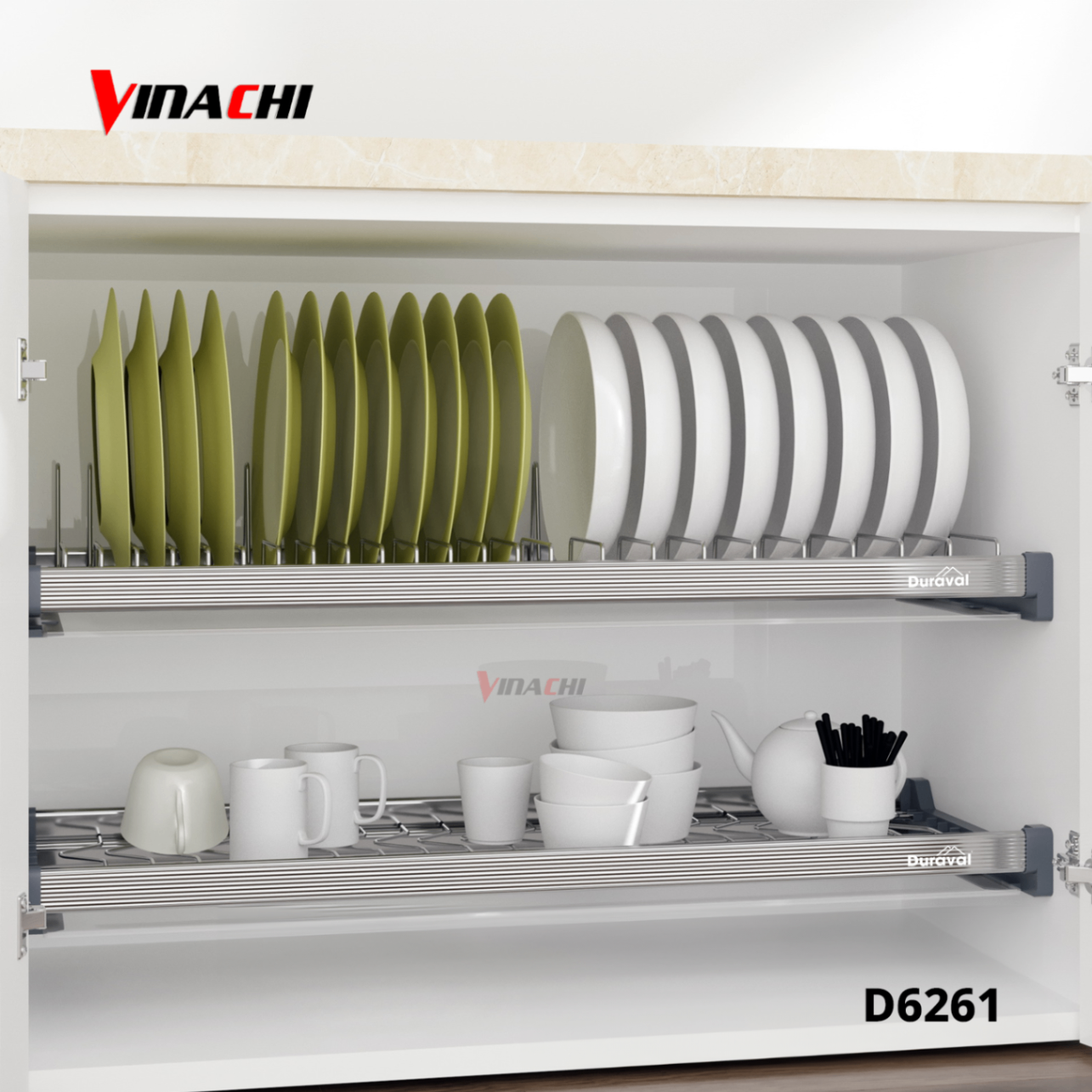 D6261 - Bộ giá bát đĩa cố định 2 tầng inox 304 Duraval D6261.png