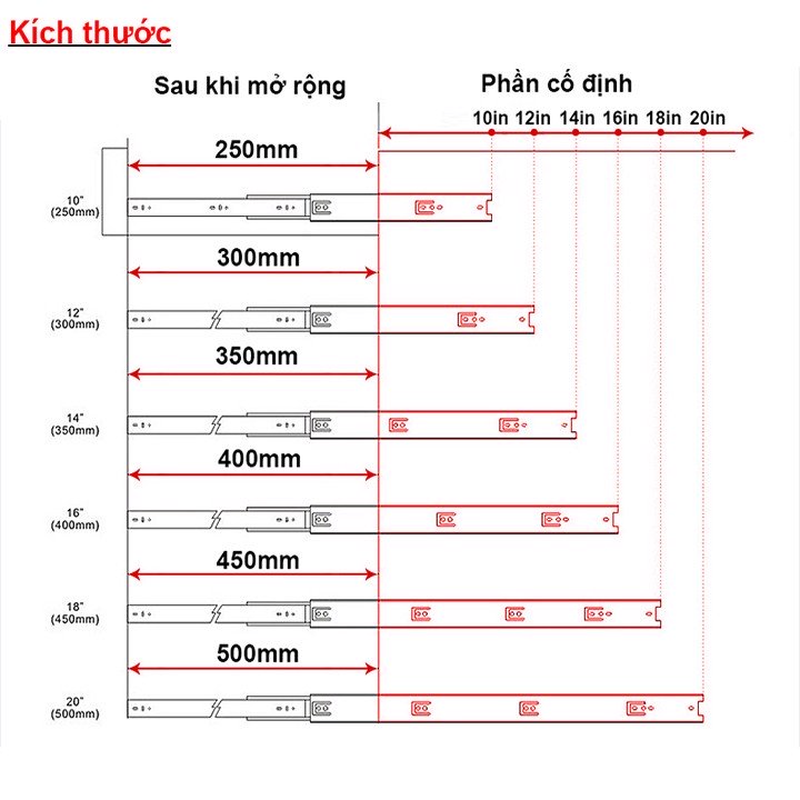 Ray trượt bi 3 tầng thép sơn tĩnh điện loại 2