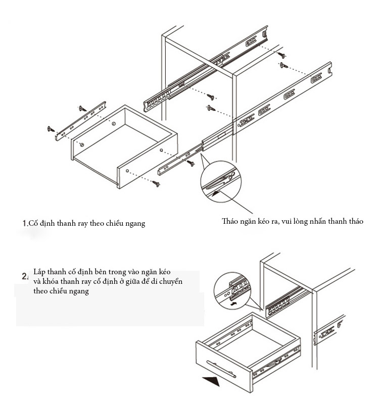 Ray bi giảm chấn 3 tầng - Trượt mở êm ái, vững chắc đỉnh cao