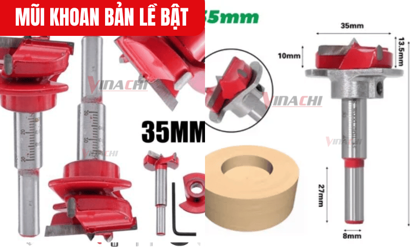 Mũi khoan bản lề được thiết kế chuyên dụng để khoan lỗ có đường kính tiêu chuẩn 35mm