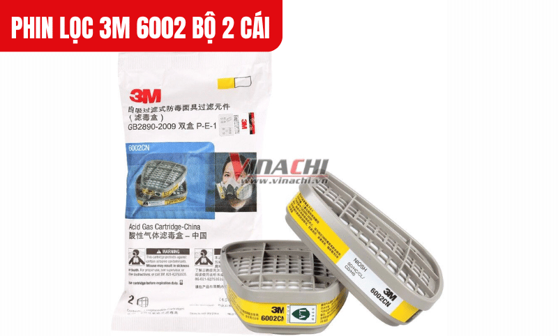 Phin lọc 3M 6002 bộ 2 cái trang bị lớp than hoạt tính chất lượng cao loại bỏ hiệu quả các khí độc và hóa chất độc