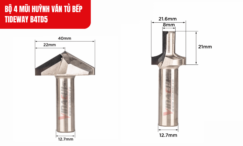 Kích thước chi tiết của 2 trong 4 loại mũi