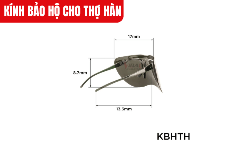 Kích thước chi tiết của sản phẩm Kính bảo hộ cho thợ hàn