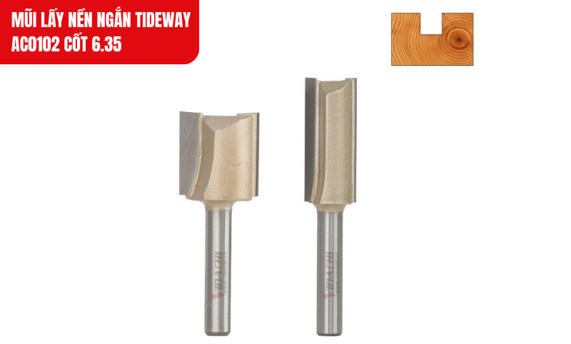 Mũi lấy nền ngắn Tideway AC0102 cốt 6 thân mũi làm từ thép chịu lực, giảm rung và giữ ổn định khi hoạt động ở tốc độ cao