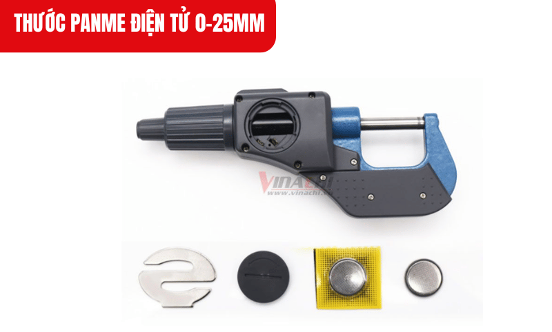 Panme điện tử sử dụng pin CR2032, loại phổ biến, dễ tìm mua