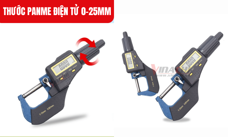Xoay nhẹ núm vặn để đầu đo tiếp xúc chắc chắn với vật liệu, không siết quá chặt để tránh làm hỏng chi tiết hoặc đầu đo