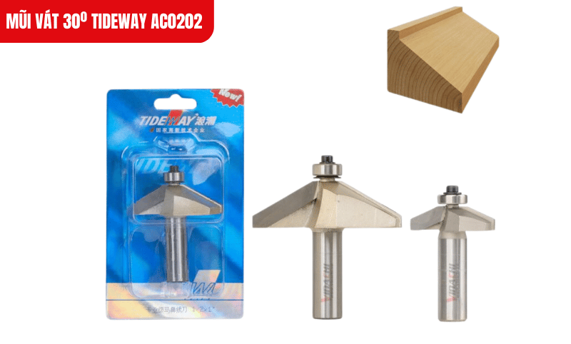 Mũi vát 30º Tideway AC0202 với lưỡi hợp kim Đài Loan, đảm bảo đường vát mịn và chính xác