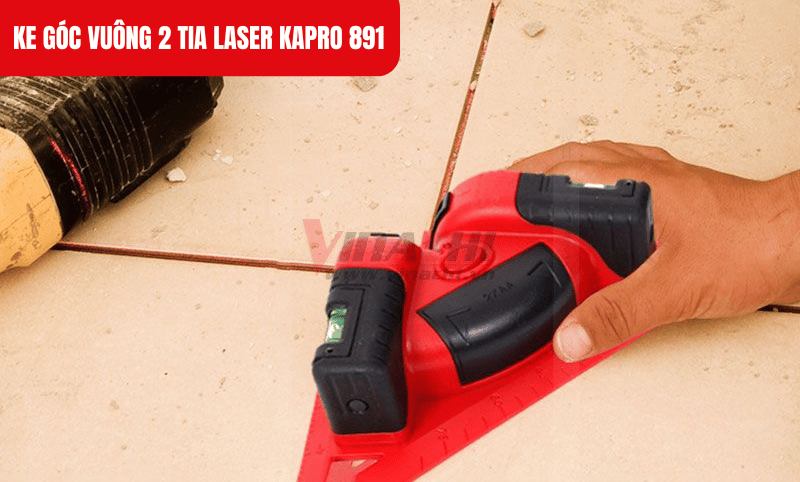 Ke góc vuông Kapro 891 phát ra hai chùm tia laser tạo thành góc vuông chính xác