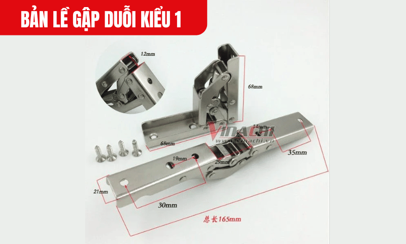 Bản lề gập duỗi có kết cấu chắc chắn và bền bỉ với độ dày 1.5mm tăng cường độ bền, ít bị biến dạng