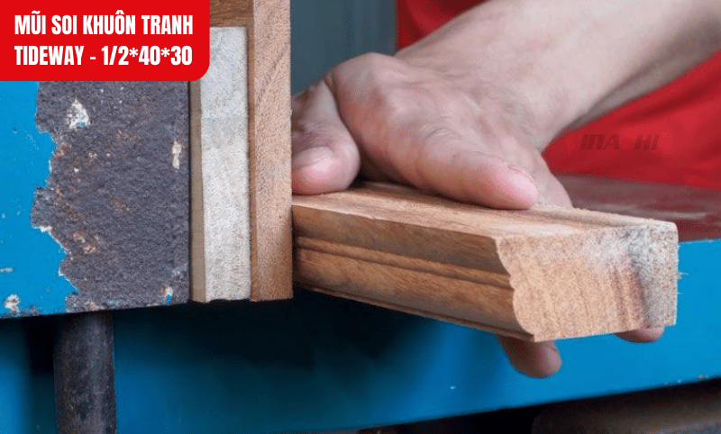 Mũi soi khuôn tranh Tideway tạo đường viền sắc nét, đều và liền mạch trên bề mặt gỗ