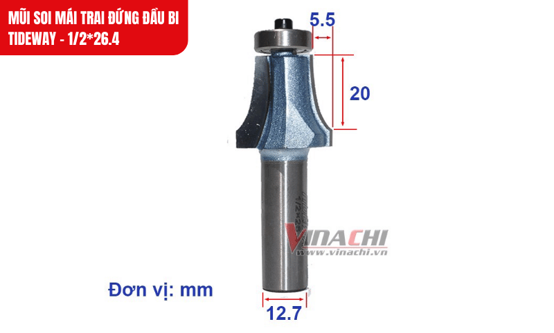 Kích thước chi tiết của mũi soi mái trai đứng đầu bi Tideway - 1/2*26.4
