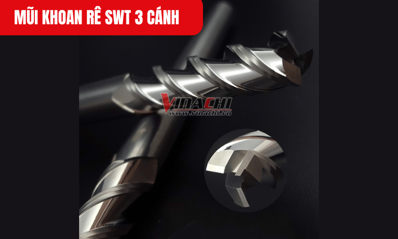 Chọn mũi khoan rê 3 cánh có kích thước 95mm hoặc 135mm phù hợp với công việc