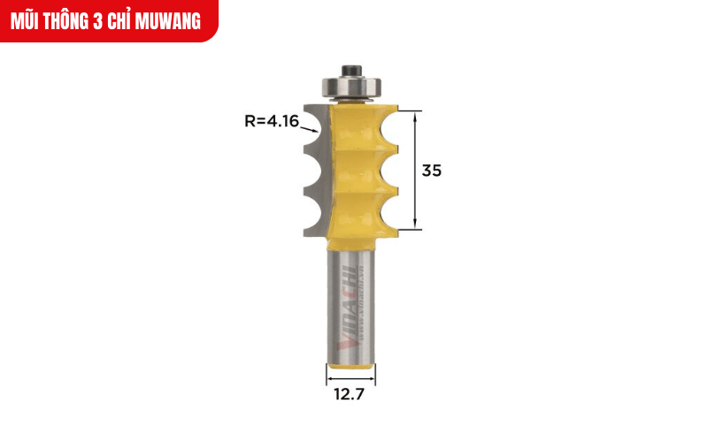 Kích thước chi tiết của mũi thông 3 chỉ Muwang