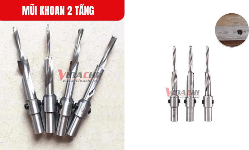 Thiết kế 2 tầng cho phép thực hiện đồng thời cả khoan lỗ mồi và doa lỗ âm