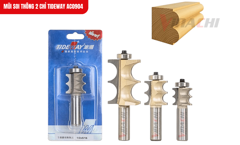 Mũi soi Tideway AC0904 với mũi hợp kim Đài Loan sắc bén, đảm bảo cắt gọt gỗ chính, đường cắt mịn màng