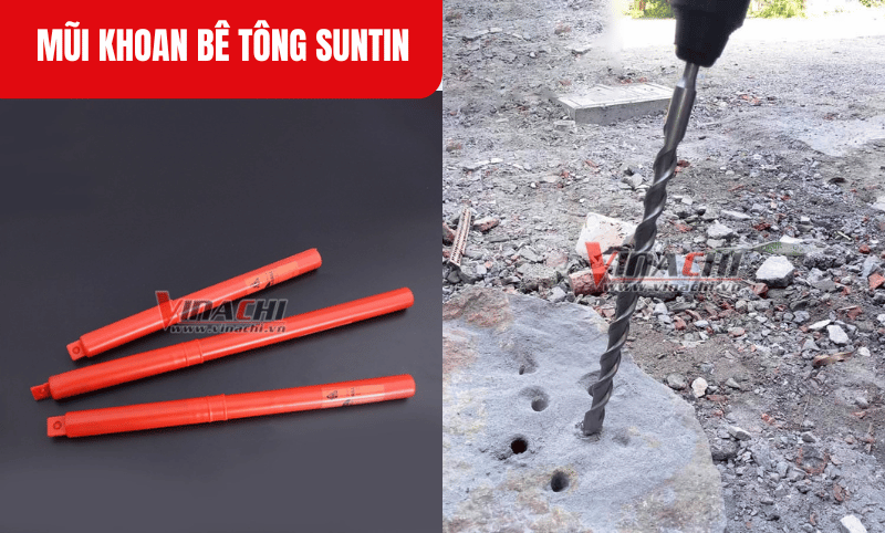 Thiết kế đầu mũi khoan sắc bén, góc cắt chính xác xuyên thủng vào bê tông cứng
