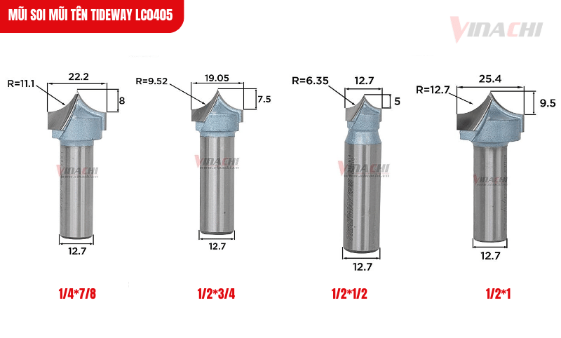 Mũi soi Tideway LC0405 vận hành tốt trên nhiều loại gỗ tự nhiên và gỗ công nghiệp phổ biến