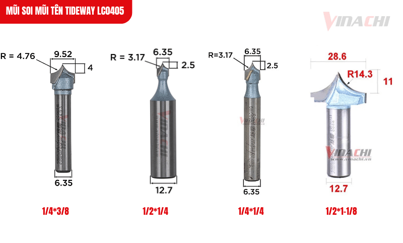Mũi soi Tideway LC0405 vận hành tốt trên nhiều loại gỗ tự nhiên và gỗ công nghiệp phổ biến
