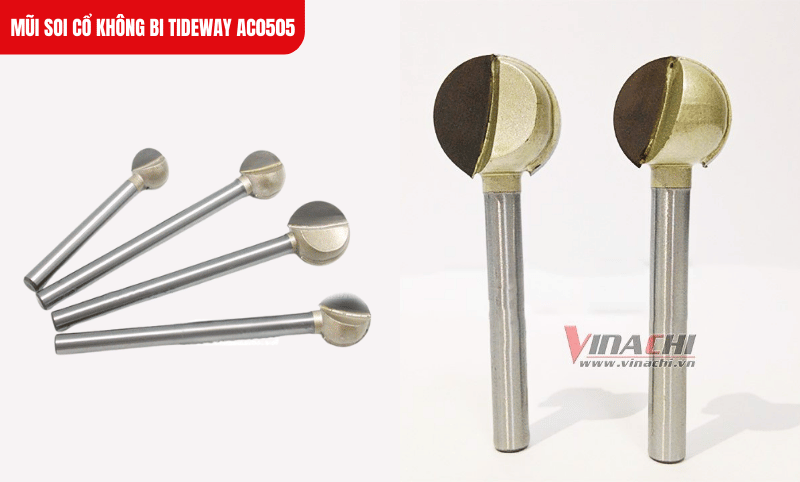 Mũi soi cổ không bi Tideway AC0505 thích hợp để tạo rãnh héo cạnh, héo cổ và khoét lỗ tròn trên gỗ và nhựa