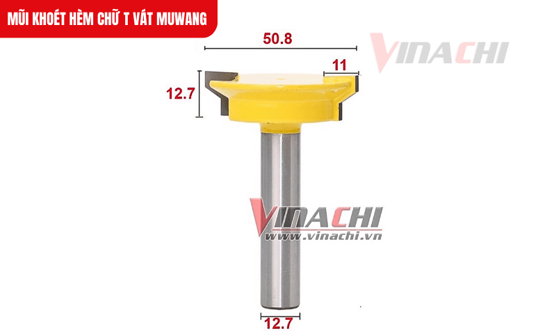 Kích thước mũi khoét hèm chữ T vát Muwang sử dụng hiệu quả trên phôi gỗ có chiều dài lớn mà vẫn giữ độ đều của rãnh