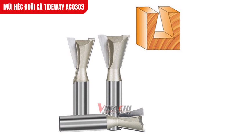 Mũi héc đuôi cá Tideway AC0303 đa dạng kích thước, phù hợp tạo rãnh và khoét gỗ linh hoạt