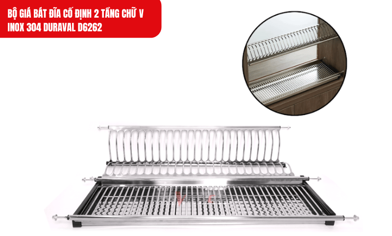 Giá bát được lắp cố định chắc chắn, phù hợp mọi không gian bếp
