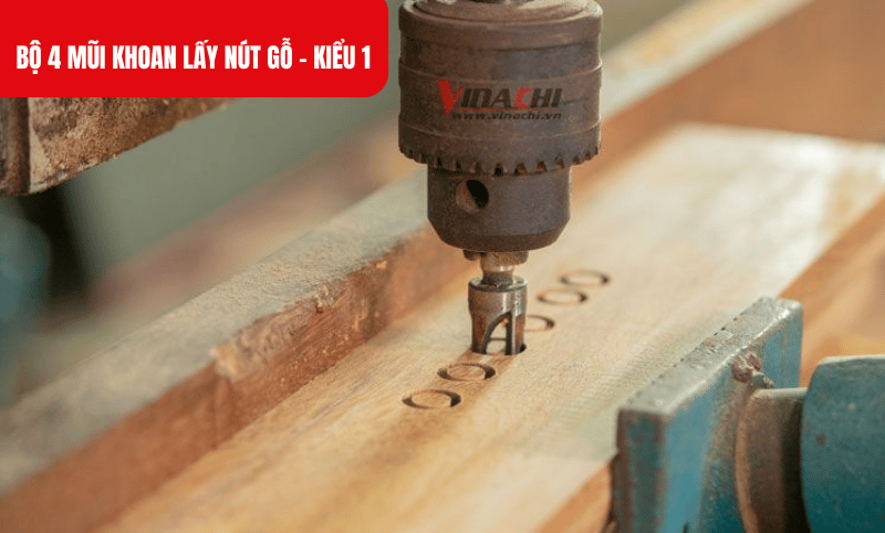 Các lưỡi cắt 4 cánh sắc bén cắt khoét chính xác, tạo nút gỗ đẹp, bóng, không sứt mẻ