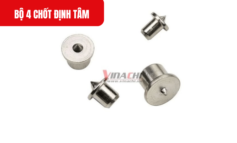 Bộ 4 chốt định tâm thép mạ crom mang lại độ cứng vượt trội, chịu áp lực tốt