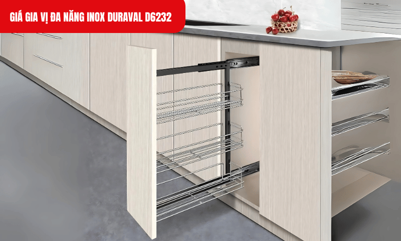 Giá gia vị Duraval D6232 với các ngăn lưu trữ rộng rãi mang lại sự tiện lợi tối đa cho căn bếp