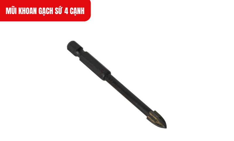Thiết kế 4 cạnh cắt sắc bén giúp phân phối lực đều, tăng tốc độ khoan và giảm nguy cơ vỡ nứt vật liệu