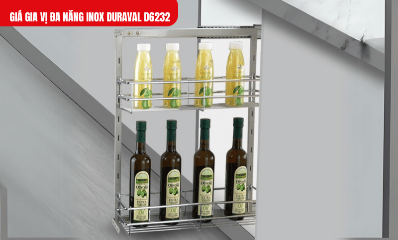 Thiết kế thông minh của giá gia vị Duraval D6232 giúp tận dụng tối đa không gian tủ bếp nhỏ