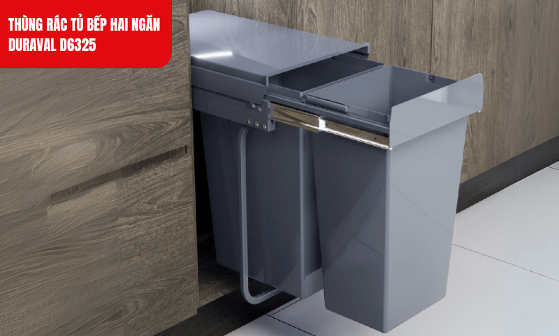 Thùng rác tủ bếp Duraval với nắp đậy kín giúp ngăn ngừa mùi hôi và tránh côn trùng xâm nhập