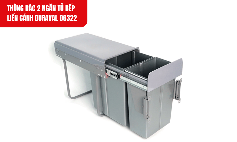 Thiết kế 2 ngăn riêng biệt giúp dễ dàng phân loại rác thải hiệu quả