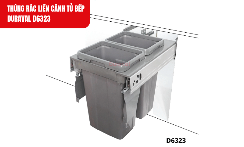 Thiết kế nắp gài của thùng rác giúp giữ túi nilon chắc chắn, dễ dàng gom rác mà không lo rác tràn ra ngoài