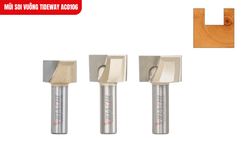 Mũi soi vuông Tideway AC0106 với lưỡi hợp kim Đài Loan sắc bén, đảm bảo cắt gọt chính xác trên mọi loại gỗ