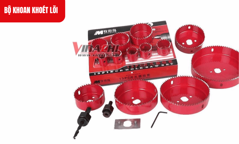 Với 13 đầu khoét có đường kính từ 19mm đến 127mm, Bộ khoan đáp ứng nhu cầu khoét lỗ với đường kính từ nhỏ đến lớn