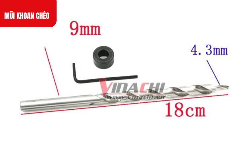 Kích thước chi tiết của sản phẩm Mũi khoan chéo