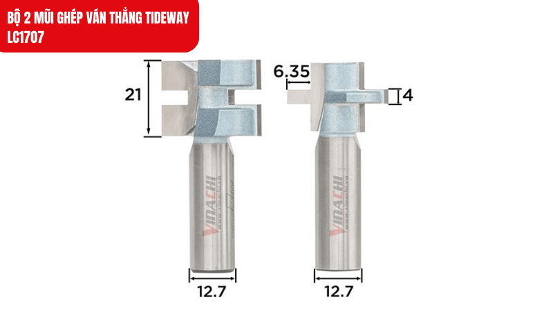 Bộ 2 mũi thiết kế rãnh cắt chính xác giúp mối nối khít chặt, hạn chế cong vênh sau thời gian dài