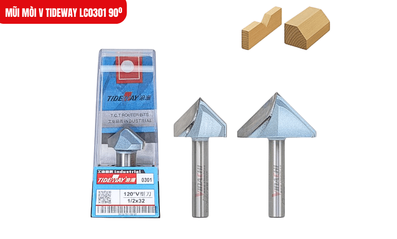 ũi mòi V 90º giúp tạo mộng âm hình chữ A sắc nét cho các chi tiết trang trí tinh xảo trên gỗ