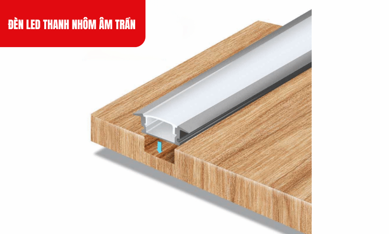 Đèn led thanh nhôm âm trần dễ dàng sử dụng cho các không gian có kích thước lớn như trần nhà, hốc tường, tủ bếp hay showroom
