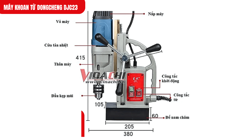 Chi tiết các bộ phận của máy khoan từ Dongcheng DJC23