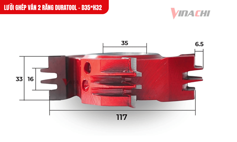Lưỡi ghép ván Duratool được thiết kế với 2 răng giúp tạo ra các đường cắt chính xác, ăn khớp hoàn hảo khi ghép ván