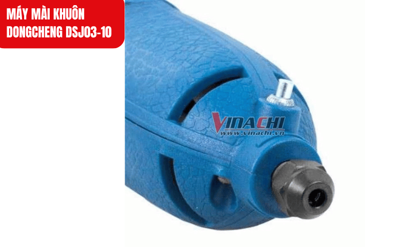 Đầu kẹp 10mm, cốt lắp mũi 3mm giúp máy vận hành ổn định, dễ dàng thay đổi mũi mài phù hợp