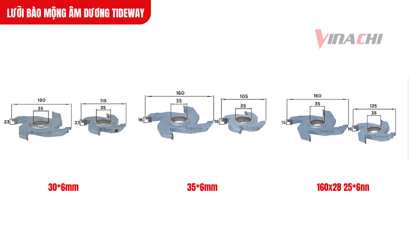 Lưỡi bào mộng âm dương Tideway đa dạng kích thước
