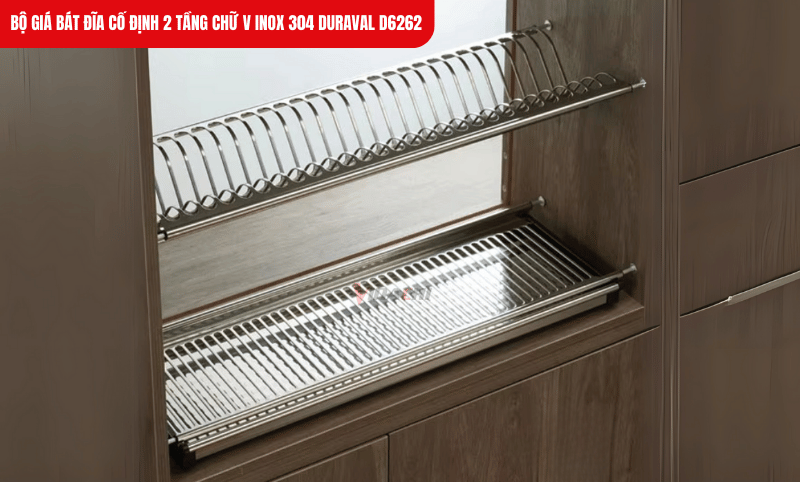 Sản phẩm được lắp đặt cố định chắc chắn, phù hợp cho khoang tủ rộng từ 650–880mm