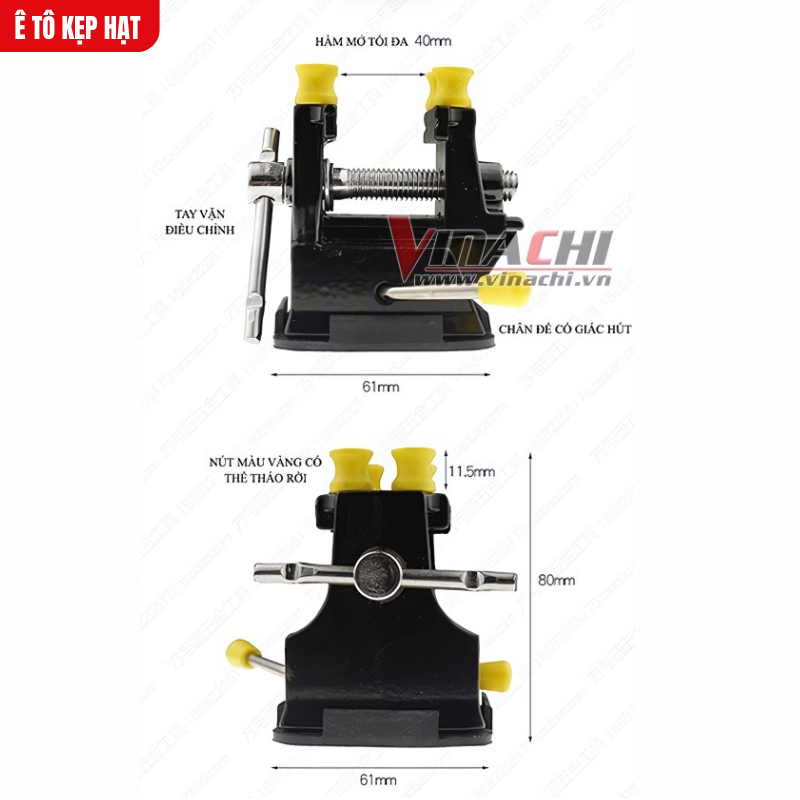 Ê tô kẹp hạt chất liệu bền chắc, độ mở 38mm, chân đế ổn định, nhỏ gọn 237g, lý tưởng cho thủ công mỹ nghệ