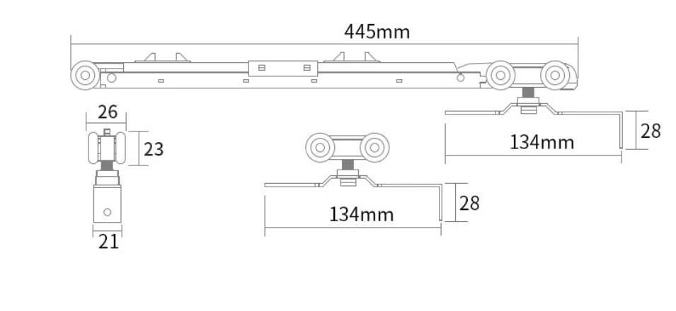 Kích thước Bộ ray trượt cửa lùa giấu cánh D5111