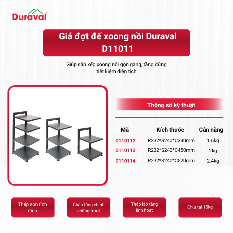 Giá đợt để xoong nồi Duraval D11011